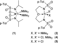 Graphical abstract: “Bidentate” and “tridentate” sulfonamide ligands for titanium complexes: crystal structures and solution dynamics elucidating an η2 or η3-coordination mode
