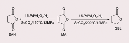 Graphical abstract: Selective hydrogenation of maleic anhydride to γ-butyrolactone over Pd/Al2O3 catalyst using supercritical CO2 as solvent