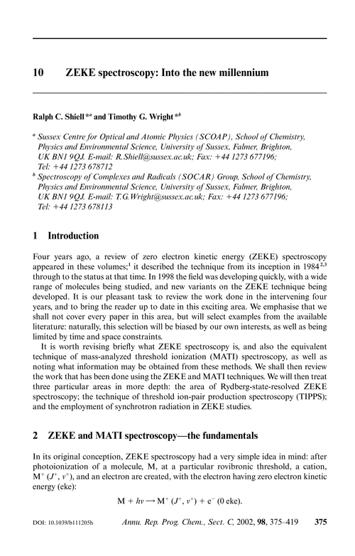 10  ZEKE spectroscopy: Into the new millennium