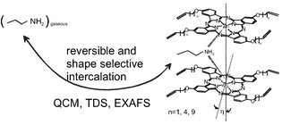 Graphical abstract: Reversible intercalation of volatile amines into stacks of soluble phthalocyanines