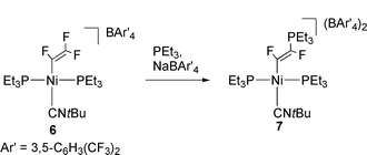 Graphical abstract: Synthesis, structure and reactivity of fluorovinyl nickel complexes: formation of a phosphonioethenyl complex