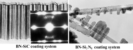 Graphical abstract: Comparative studies on BN-coatings on SiC and Si3N4 nanowires
