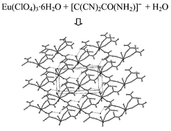 Graphical abstract: Polynitrile-bridged two-dimensional crystal: Eu(iii) complex with strong fluorescence emission and NLO property