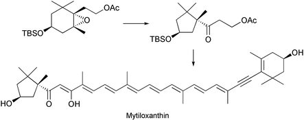 Graphical abstract: Carotenoids and related polyenes. Part 8.1 Total synthesis of optically active mytiloxanthin applying the stereoselective rearrangement of tetrasubstituted epoxide