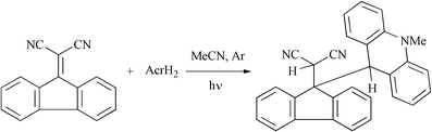 Graphical abstract: Novel photo-induced coupling reaction of 9-fluorenylidenemalononitrile with 10-methyl-9,10-dihydroacridine