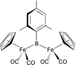 Graphical abstract: [(η5-C5H5)Fe(CO)2]2B(2,4,6-Me3C6H2): synthesis, spectroscopic and structural characterization of a transition metal complex containing an unsupported bridging borylene ligand