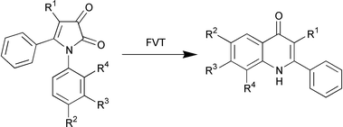 Graphical abstract: Synthesis of fluorinated 2-phenyl-4-quinolones from pyrrole-2,3-diones