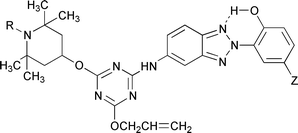 Graphical abstract: Synthesis and properties of adducts of a hindered amine and 2-hydroxyphenylbenzotriazole as novel polymer stabilizers