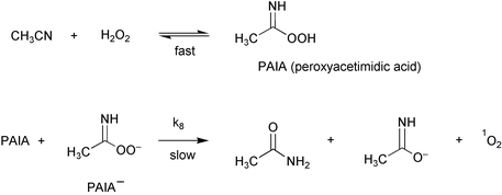 Graphical abstract: Formation of singlet molecular oxygen by the Radziszewski reaction between acetonitrile and hydrogen peroxide in the absence and presence of ketones