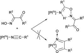 Graphical abstract: Platinum(iv)-mediated coupling of dione monoximes and nitriles: a novel reactivity pattern of the classic oxime-based chelating ligands