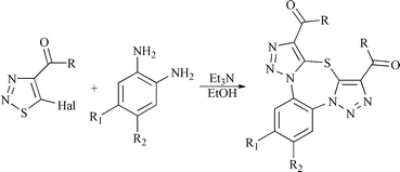 Graphical abstract: Reaction of 5-halo-1,2,3-thiadiazoles with arylenediamines as a new approach to tricyclic 1,3,6-thiadiazepines