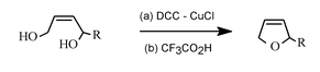 Graphical abstract: Conversion of (Z)-1,4-dihydroxyalk-2-enes into 2,5-dihydrofurans and of alkane-1,4-diols into tetrahydrofurans via acid-catalysed cyclisation of the monoisoureas formed by their copper(i)-mediated reactions with dicyclohexylcarbodiimide