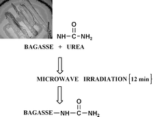 Graphical abstract: Preparation of chelating agents from sugarcane bagasse by microwave radiation as an alternative ecologically benign procedure