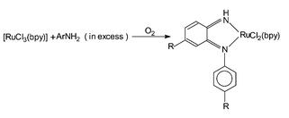 Graphical abstract: Ruthenium complexes of quinone related N-aryl-1,2-diimines. Metal mediated synthesis, X-ray structure and chemical reaction