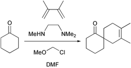 Graphical abstract: α-Methylenation/Diels-alder tandem reaction promoted by ammonium salts generated in situ from secondary–tertiary diamines and alkoxymethyl chlorides