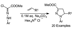 Graphical abstract: Uncommon aqueous media for nitrilimine cycloadditions. I. Synthetic and mechanistic aspects in the formation of 1-aryl-5-substituted-4,5-dihydropyrazoles