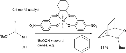 Graphical abstract: The development and application of ruthenium catalysed oxidations of a hydroxamic acid and in situ Diels–Alder trapping of the acyl nitroso derivative