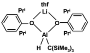 Graphical abstract: A crowded lithium diaryloxo{tris(trimethylsilyl)methyl}aluminate and a bis(triarylsiloxo){tris(trimethylsilyl)methyl}alane