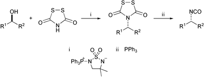 Graphical abstract: 1,2,4-Dithiazolidine-3,5-dione as an isocyanate equivalent in the Mitsunobu reaction