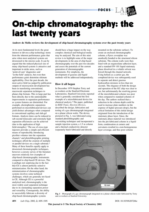 FOCUS On-chip chromatography: the last twenty years
