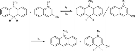 Graphical abstract: Hydride-exchange reactions between NADH and NAD+ model compounds under non-steady-state conditions. Apparent and real kinetic isotope effects