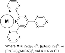 Graphical abstract: Extended terpyridyl and triazine complexes of d6-metal centres