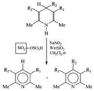 Graphical abstract: Silica modified sulfuric acid/NaNO2 as a novel heterogeneous system for the oxidation of 1,4-dihydropyridines under mild conditions