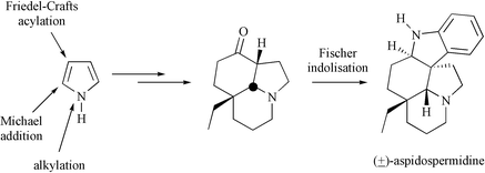 Graphical abstract: Exploiting multiple nucleophilic sites on pyrrole for the assembly of polyheterocyclic frameworks: application to a formal total synthesis of (±)-aspidospermidine