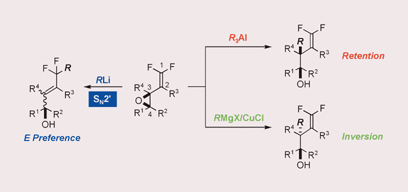 Graphical abstract: Preparation and regioselective reactions of novel gem-difluorinated vinyloxiranes with some organometallic reagents