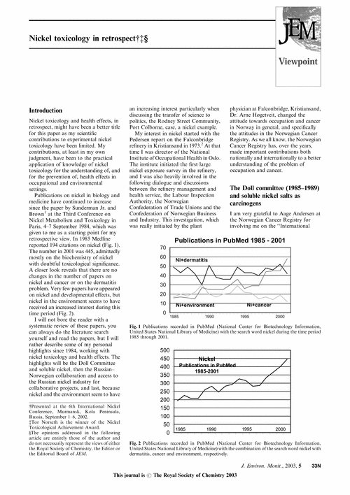 Nickel toxicology in retrospect