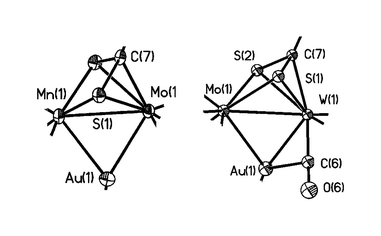 Graphical abstract: Synthesis of asymmetric heterotrimetallic gold clusters containing Mo, W, and Mn