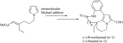 Graphical abstract: Total synthesis of (±)-rhazinal, an alkaloidal spindle toxin from Kopsia teoi