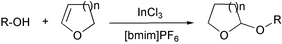 Graphical abstract: InCl3 immobilized in ionic liquids: a novel and recyclable catalytic system for tetrahydropyranylation and furanylation of alcohols