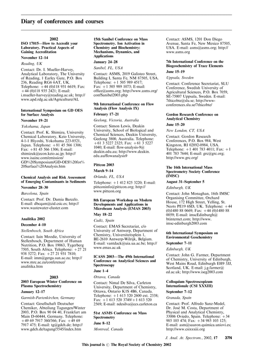 Diary of conferences and courses
