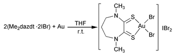 Graphical abstract: New powerful reagents based on dihalogen/N,N′-dimethylperhydrodiazepine-2,3-dithione adducts for gold dissolution: the IBr case