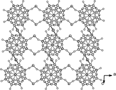 Graphical abstract: A two-dimensional framework of novel vanadium clusters bridged by [Ni(en)2]2+: K{V12IVV6VO42Cl[Ni(en)2]3}·8H2O