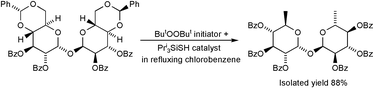 Graphical abstract: Deoxygenation of carbohydrates by thiol-catalysed radical-chain redox rearrangement of the derived benzylidene acetals