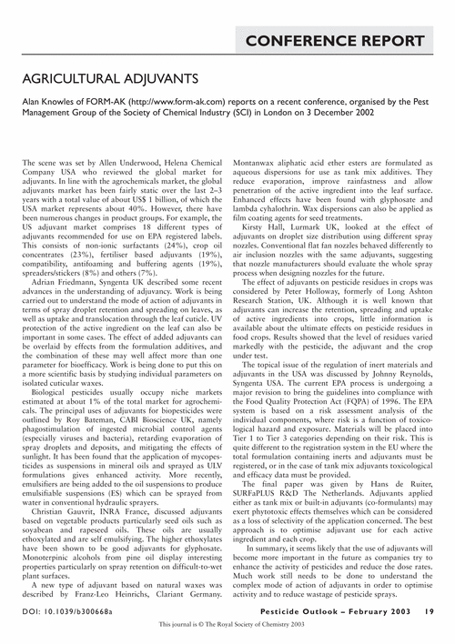 Agriculture link: a growing success for industry