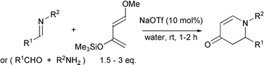 Graphical abstract: Alkaline salt-catalyzed aza Diels–Alder reactions of Danishefsky’s diene with imines in water under neutral conditions