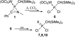 Graphical abstract: An unconventional route to [(Me3Si)2HCPCl2W(CO)5] and its conversion to the structurally characterized P-chalcogenides (Me3Si)2HCP(X)Cl2 [X = S, Se]