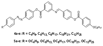 Graphical abstract: Novel examples of achiral bent-core azo compounds exhibiting B1 and anticlinic–antiferroelectric B2 mesophases