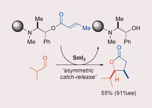 Graphical abstract: Application of an ephedrine chiral linker in a solid-phase, ‘asymmetric catch-release’ approach to γ-butyrolactones