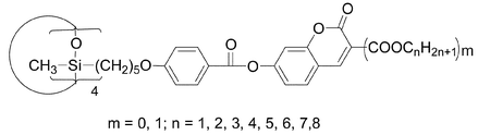 Graphical abstract: Liquid crystalline cyclic tetramethyltetrasiloxanes containing coumarin moieties