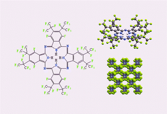 Graphical abstract: Dome-distortion and fluorine-lined channels: synthesis, and molecular and crystal structure of a metal- and C–H bonds-free fluorophthalocyanine