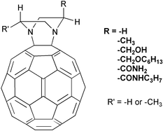 Graphical abstract: The preparation and structures of non-hydrocarbon functionalised fullerene–diamine adducts