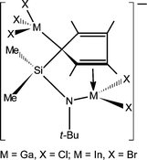 Graphical abstract: An unprecedented mode of ligation for a bridged amido-cyclopentadienide (constrained geometry) ligand; π-olefinic interactions with gallium and indium