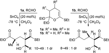 Graphical abstract: Internal chirality transfer in the reaction of substituted cyclic (S,O)-ketene ortho esters with aldehydes catalysed by Lewis acid