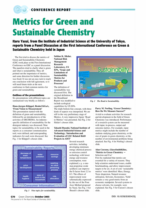Metrics for Green and Sustainable Chemistry