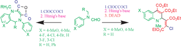 Graphical abstract: The surprising nucleophilic addition of aminochlorocarbenes to diethyl acetylenedicarboxylate and to oxalyl chloride: quinolines and benzo[1,4]diazepines from N-alkylformanilides and oxalyl chloride in the presence of Hünig's base