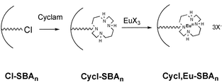 Graphical abstract: Preparation of ordered SBA-15 mesoporous silica containing chelating groups. Study of the complexation of Euiii inside the pore channels of the materials